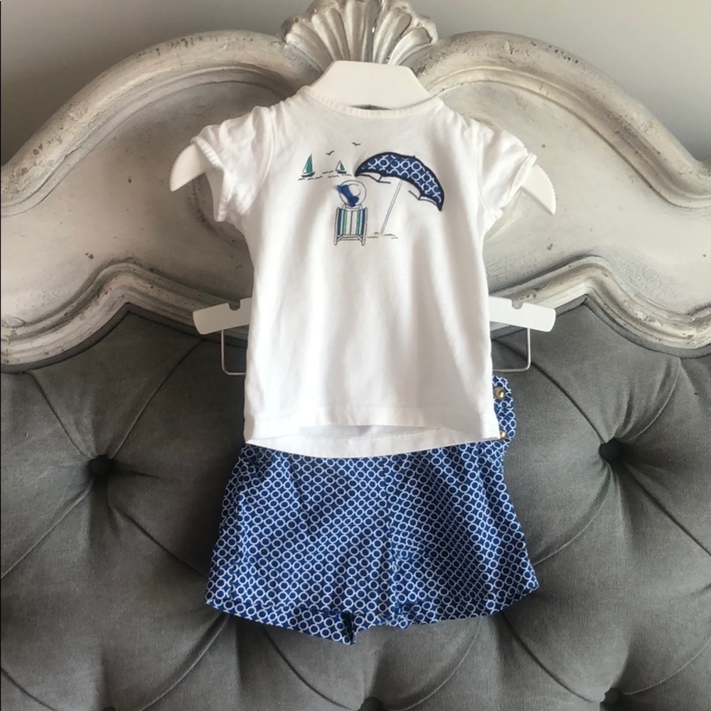 Janie & Jack nautical summer outfit shirt & shorts 12-18m